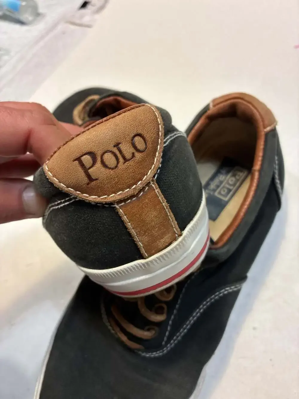 Polo Ralph Lauren Vaughn Black Canvas Sneakers with Leather Laces